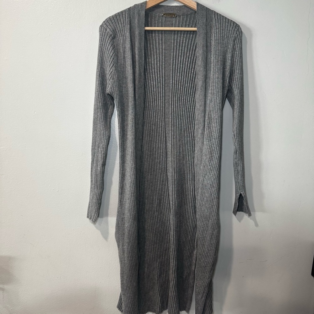 JOHN GALLIANO Y2K Gray Knit Open Front Long‎ cardigan sweater